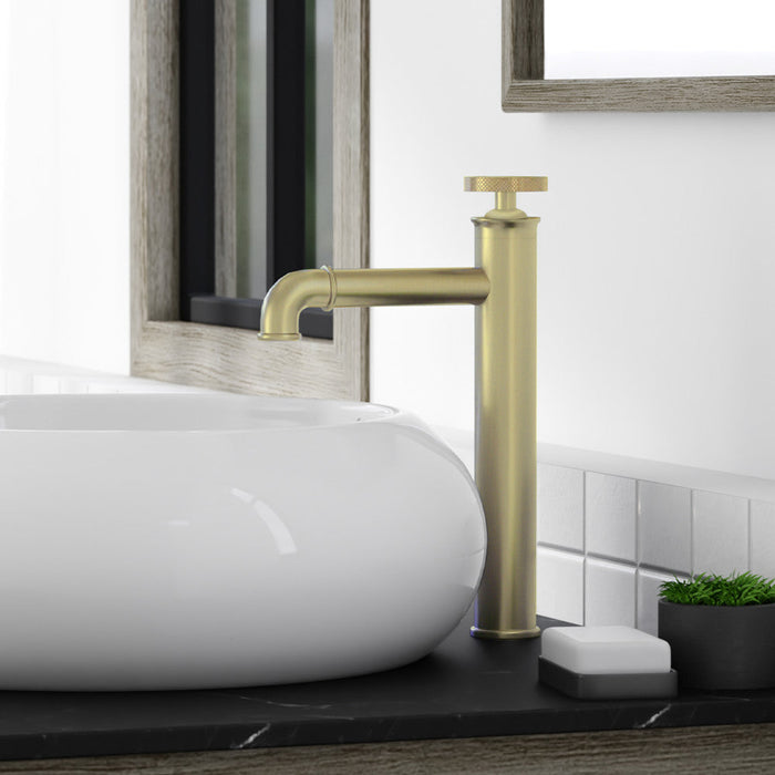 Swiss Madison Avallon Single Hole, Single-Handle Wheel, High Arc Bathroom Faucet in Brushed Gold - SM-BF81BG