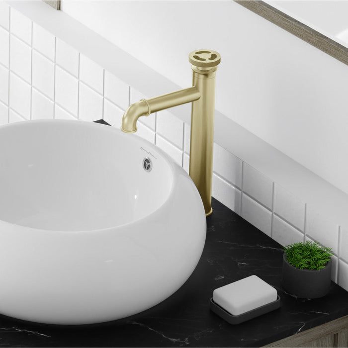 Swiss Madison Avallon Single Hole, Single-Handle Wheel, High Arc Bathroom Faucet in Brushed Gold - SM-BF81BG