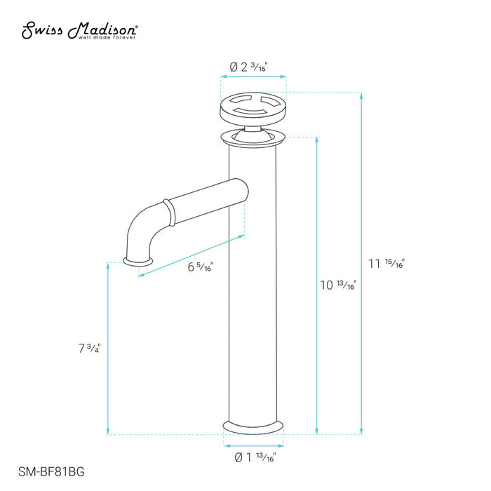 Swiss Madison Avallon Single Hole, Single-Handle Wheel, High Arc Bathroom Faucet in Brushed Gold - SM-BF81BG