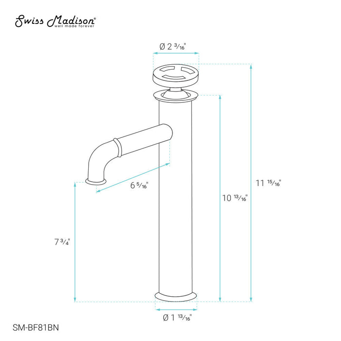 Swiss Madison Avallon Single Hole, Single-Handle Wheel, High Arc Bathroom Faucet in Brushed Nickel - SM-BF81BN