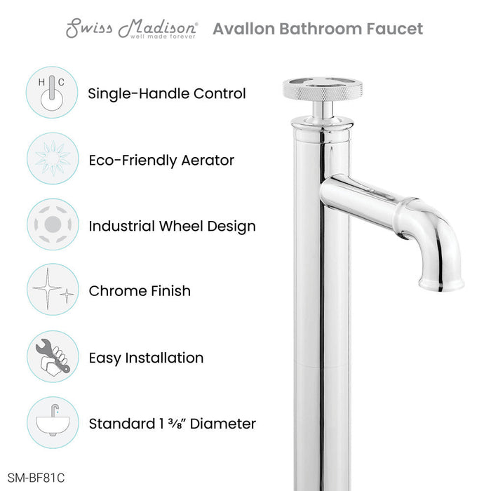 Swiss Madison Avallon Single Hole, Single-Handle Wheel, High Arc Bathroom Faucet in Chrome - SM-BF81C