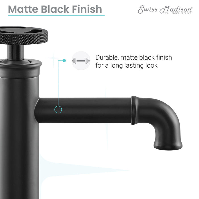 Swiss Madison Avallon Single Hole, Single-Handle Wheel, High Arc Bathroom Faucet in Matte Black - SM-BF81MB