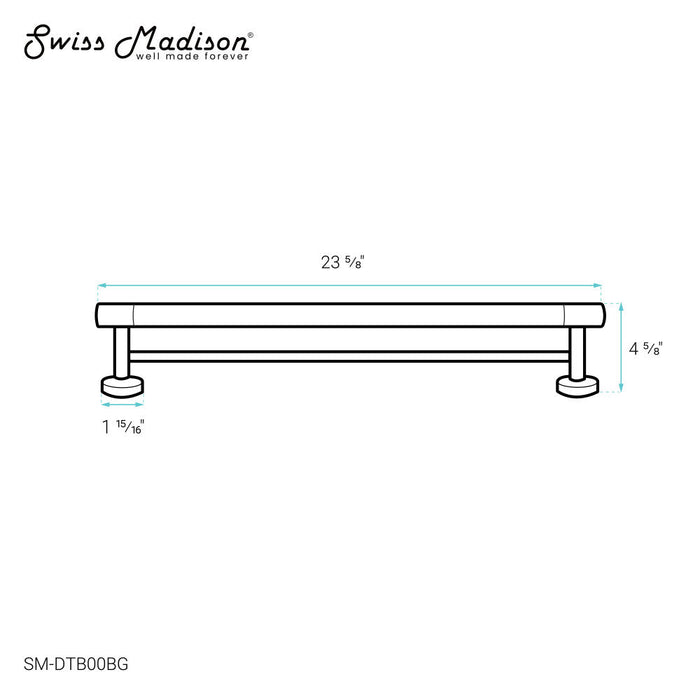 Swiss Madison Avallon 24" Double Towel Bar in Brushed Gold - SM-DTB00BG