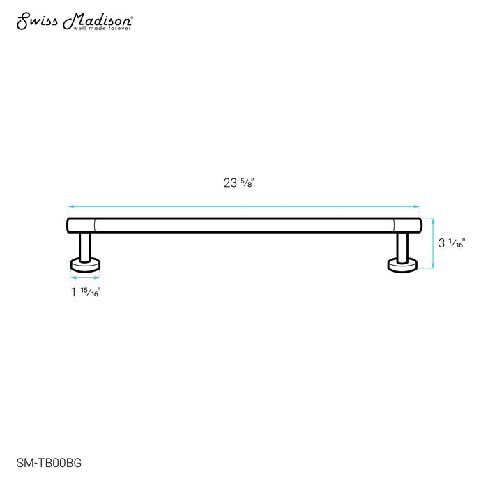 Swiss Madison Avallon 24" Towel Bar in Brushed Gold - SM-TB00BG