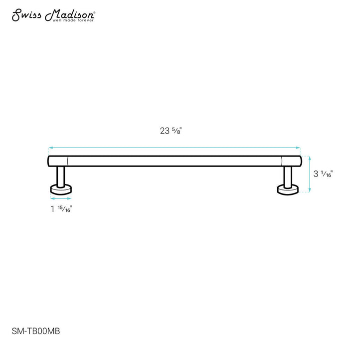 Swiss Madison Avallon 24" Towel Bar in Matte Black - SM-TB00MB