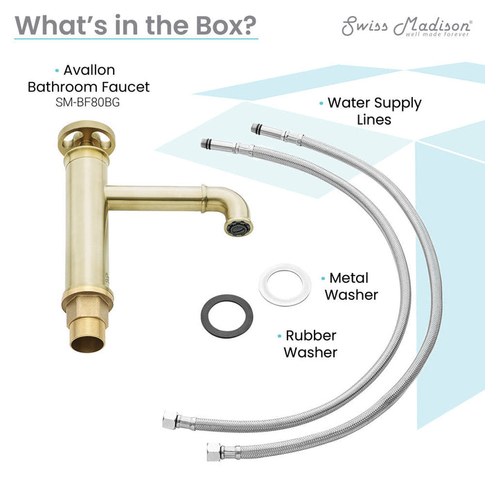 Swiss Madison Avallon Single Hole, Single-Handle Wheel, Bathroom Faucet in Brushed Gold - SM-BF80BG