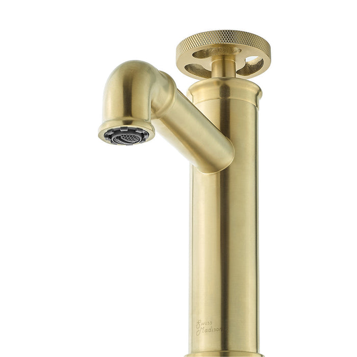 Swiss Madison Avallon Single Hole, Single-Handle Wheel, Bathroom Faucet in Brushed Gold - SM-BF80BG