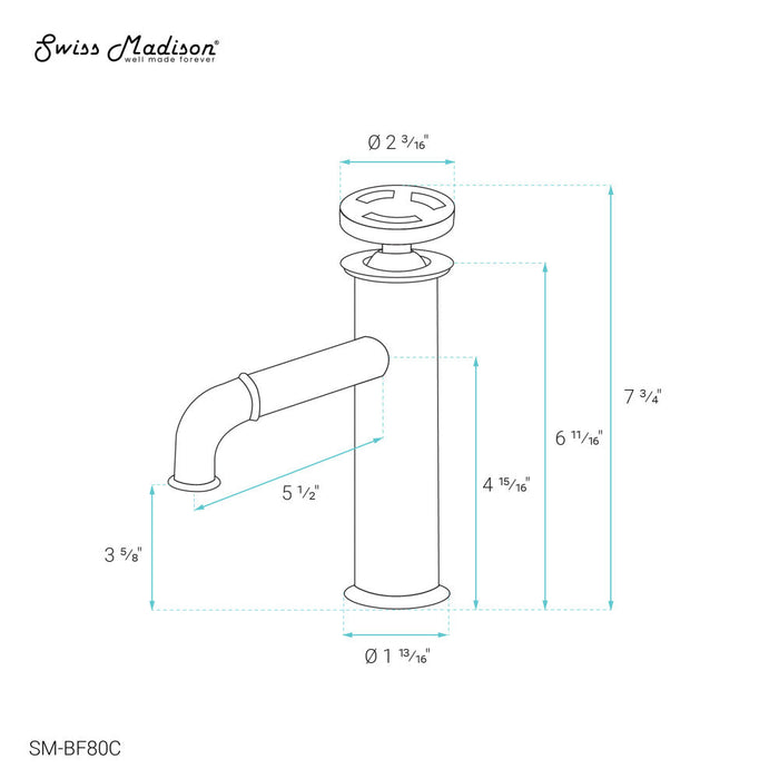 Swiss Madison Avallon Single Hole, Single-Handle Wheel, Bathroom Faucet in Chrome - SM-BF80C