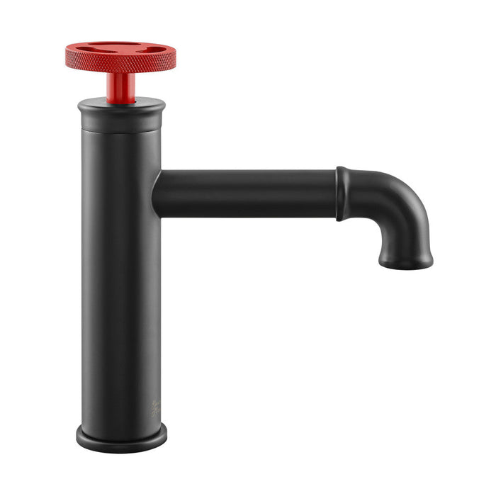 Swiss Madison Avallon Single Hole, Single-Handle, Bathroom Faucet in Matte Black with Red Handle - SM-BF83BR