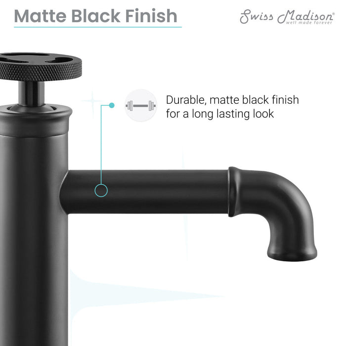 Swiss Madison Avallon Single Hole, Single-Handle Wheel, Bathroom Faucet in Matte Black - SM-BF80MB