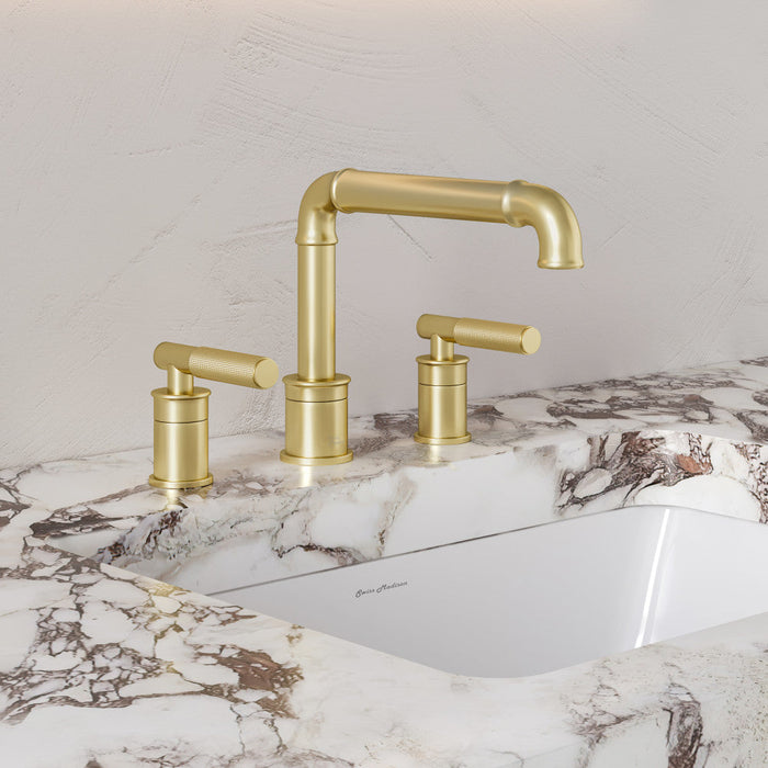 Swiss Madison Avallon 8 in. Widespread, Sleek Handle, Bathroom Faucet in Brushed Gold - SM-BF86BG