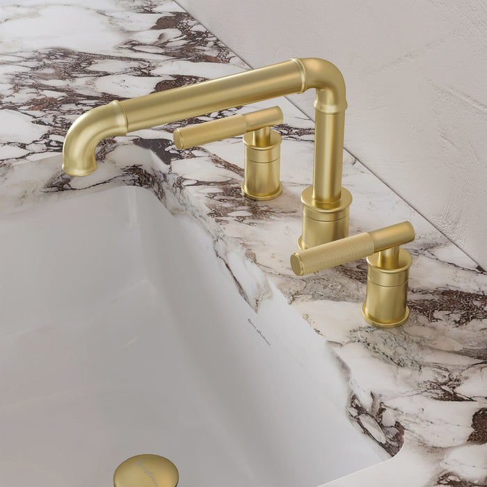 Swiss Madison Avallon 8 in. Widespread, Sleek Handle, Bathroom Faucet in Brushed Gold - SM-BF86BG