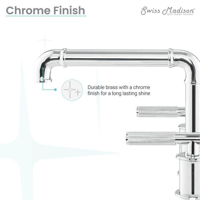 Swiss Madison Avallon 8 in. Widespread, Sleek Handle, Bathroom Faucet in Chrome - SM-BF86C