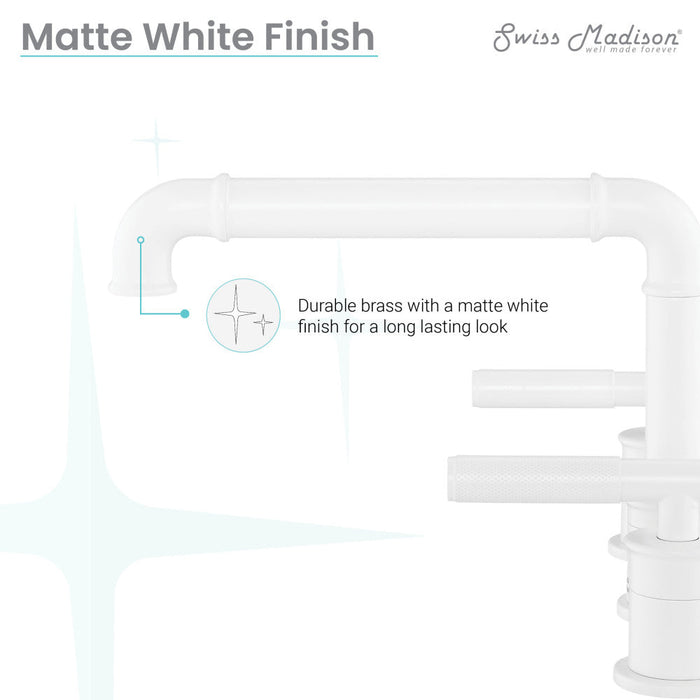 Swiss Madison Avallon 8 in. Widespread, Sleek Handle, Bathroom Faucet in Matte White - SM-BF86MW