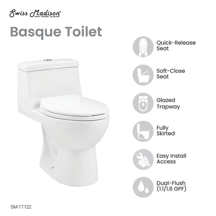 Swiss Madison Avallon One-Piece Elongated Dual Flush-Toilet 1.1/1.6 gpf - SM-1T122