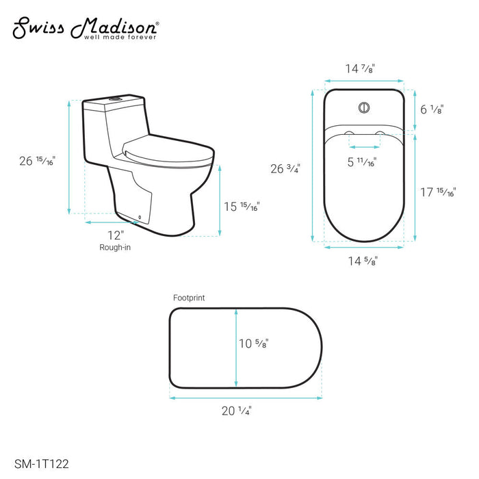 Swiss Madison Avallon One-Piece Elongated Dual Flush-Toilet 1.1/1.6 gpf - SM-1T122