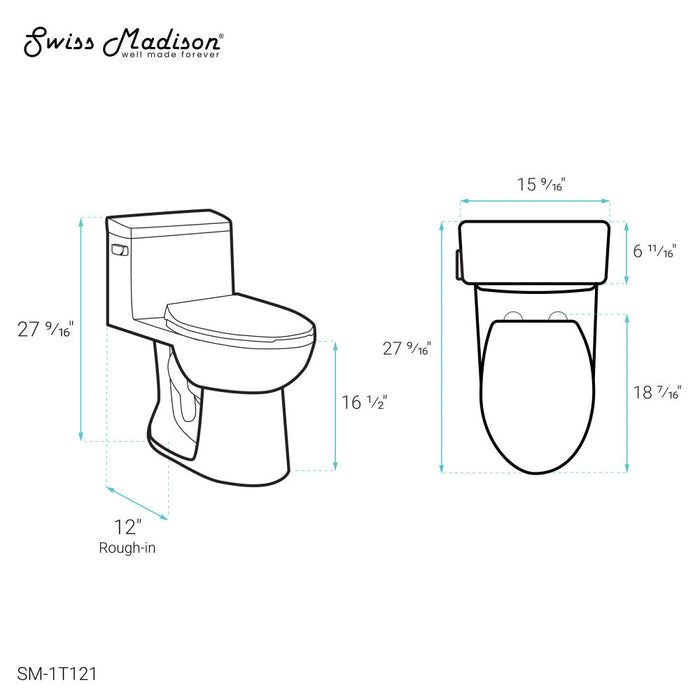 Swiss Madison Avallon One-Piece Toilet Side Flush 1.28 gpf - SM-1T121