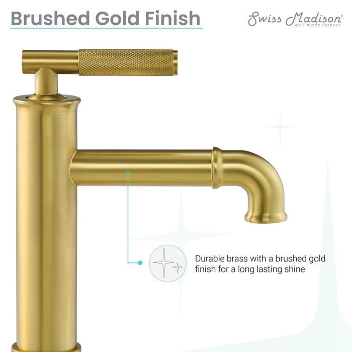 Swiss Madison Avallon Single Hole, Single-Handle Sleek, Bathroom Faucet in Brushed Gold - SM-BF90BG