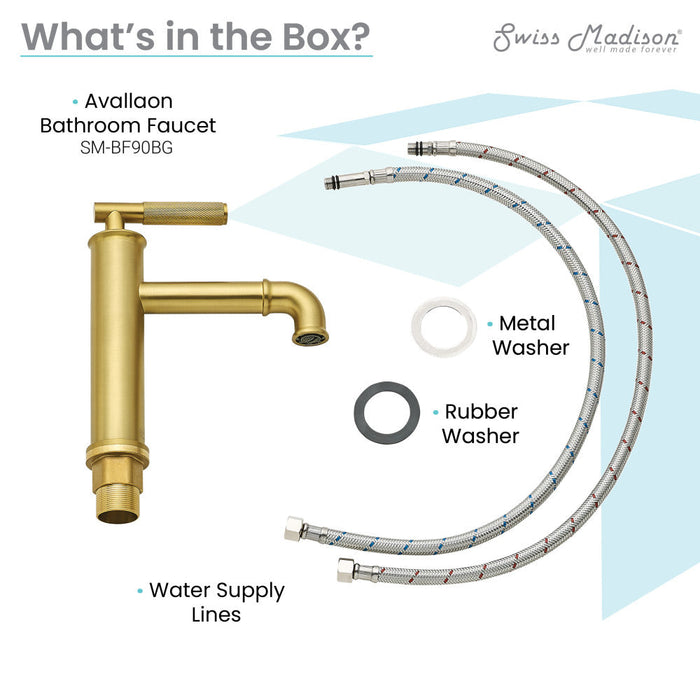 Swiss Madison Avallon Single Hole, Single-Handle Sleek, Bathroom Faucet in Brushed Gold - SM-BF90BG