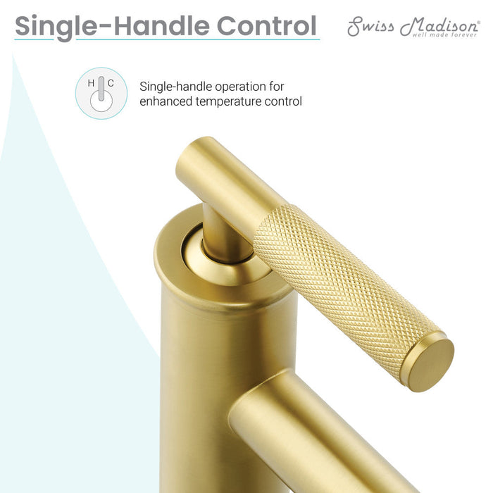 Swiss Madison Avallon Single Hole, Single-Handle Sleek, Bathroom Faucet in Brushed Gold - SM-BF90BG