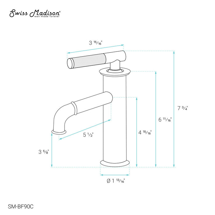 Swiss Madison Avallon Single Hole, Single-Handle Sleek, Bathroom Faucet in Chrome - SM-BF90C