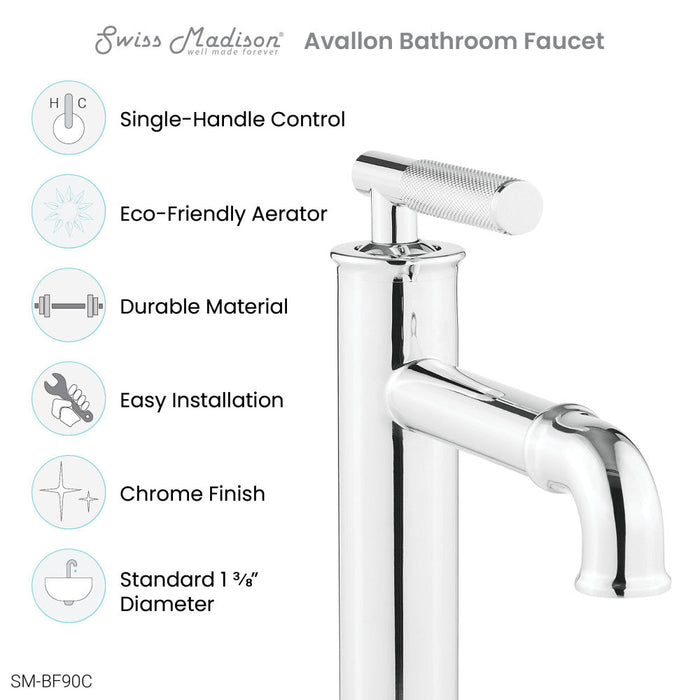 Swiss Madison Avallon Single Hole, Single-Handle Sleek, Bathroom Faucet in Chrome - SM-BF90C