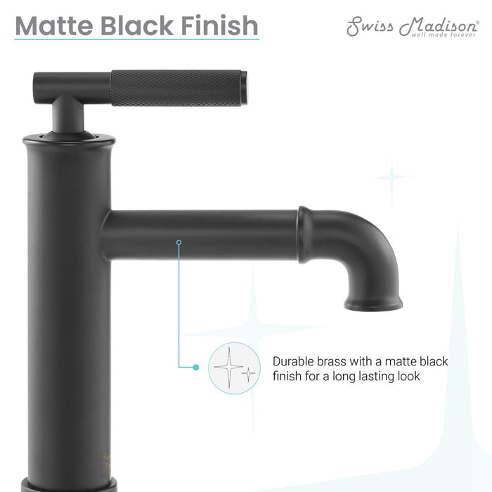 Swiss Madison Avallon Single Hole, Single-Handle Sleek, Bathroom Faucet in Matte Black - SM-BF90MB