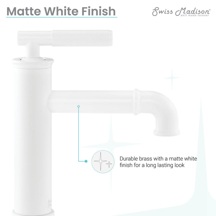 Swiss Madison Avallon Single Hole, Single-Handle Sleek, Bathroom Faucet in Matte White - SM-BF90MW