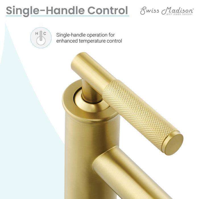 Swiss Madison Avallon Single Hole, Single-Handle Sleek, High Arc Bathroom Faucet in Brushed Gold - SM-BF91BG