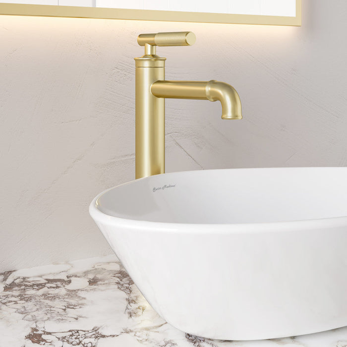 Swiss Madison Avallon Single Hole, Single-Handle Sleek, High Arc Bathroom Faucet in Brushed Gold - SM-BF91BG