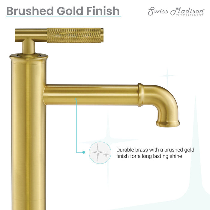 Swiss Madison Avallon Single Hole, Single-Handle Sleek, High Arc Bathroom Faucet in Brushed Gold - SM-BF91BG