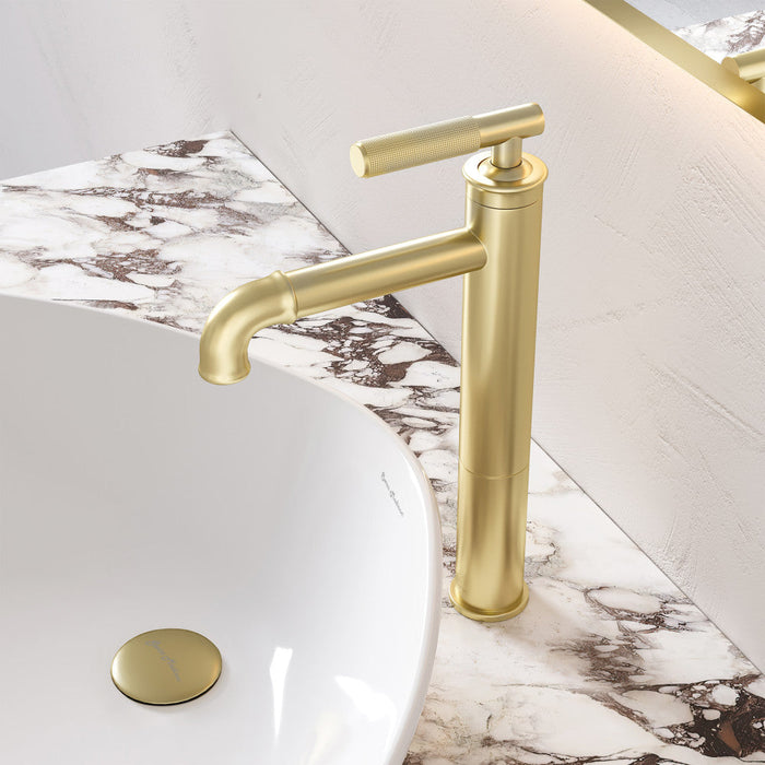 Swiss Madison Avallon Single Hole, Single-Handle Sleek, High Arc Bathroom Faucet in Brushed Gold - SM-BF91BG