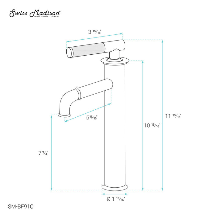 Swiss Madison Avallon Single Hole, Single-Handle Sleek, High Arc Bathroom Faucet in Chrome - SM-BF91C