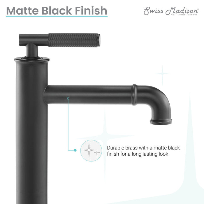 Swiss Madison Avallon Single Hole, Single-Handle Sleek, High Arc Bathroom Faucet in Matte Black - SM-BF91MB