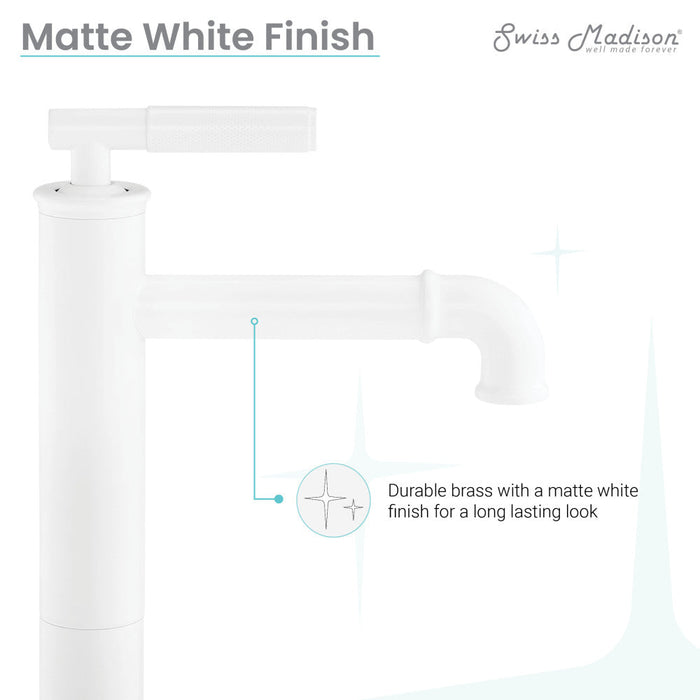 Swiss Madison Avallon Single Hole, Single-Handle Sleek, High Arc Bathroom Faucet in Matte White - SM-BF91MW