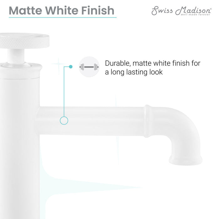 Swiss Madison Avallon Single Hole, Single-Handle Wheel, Bathroom Faucet in Matte White - SM-BF80MW