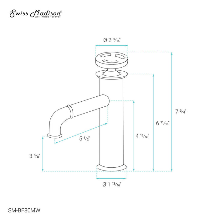 Swiss Madison Avallon Single Hole, Single-Handle Wheel, Bathroom Faucet in Matte White - SM-BF80MW