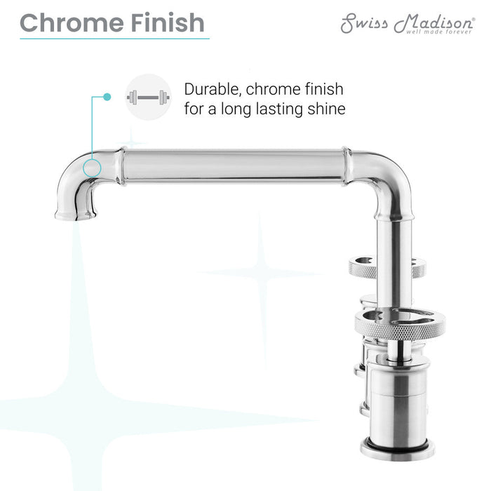 Swiss Madison Avallon 8 in. Widespread, 2-Handle Wheel, Bathroom Faucet in Chrome - SM-BF82C