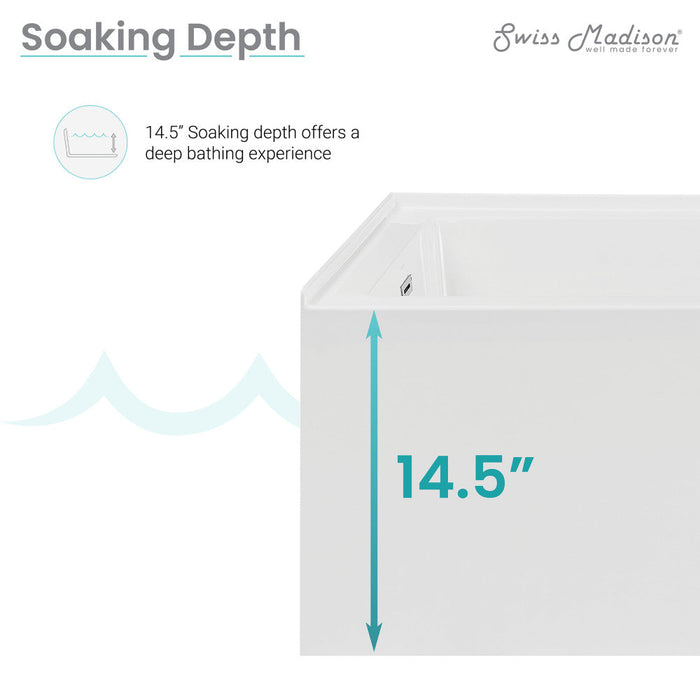 Swiss Madison Avancer 60" x 36" Left-Hand Drain Rectangular Alcove Whirlpool Bathtub with Apron - SM-AB590