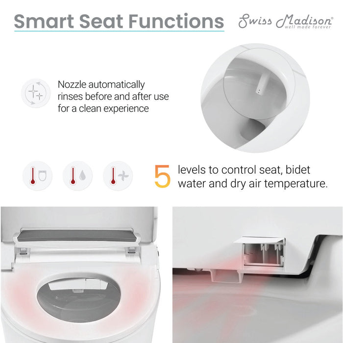 Swiss Madison Avancer Smart Tankless Elongated Toilet and Bidet, Touchless Vortex Dual-Flush 1.1/1.6 gpf - SM-ST060