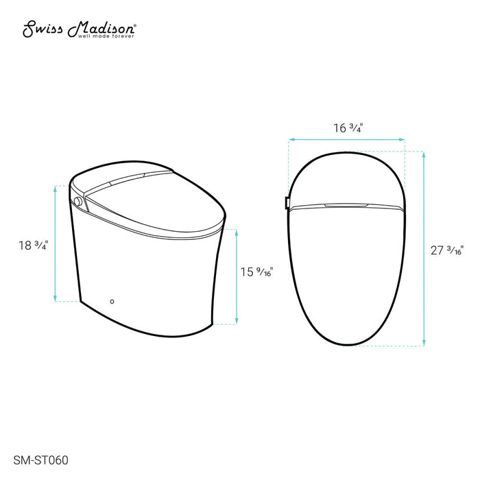 Swiss Madison Avancer Smart Tankless Elongated Toilet and Bidet, Touchless Vortex Dual-Flush 1.1/1.6 gpf - SM-ST060
