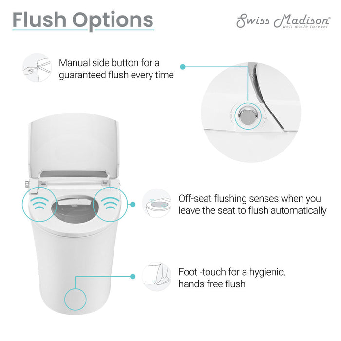 Swiss Madison Avancer Smart Tankless Elongated Toilet and Bidet, Touchless Vortex Dual-Flush 1.1/1.6 gpf - SM-ST060