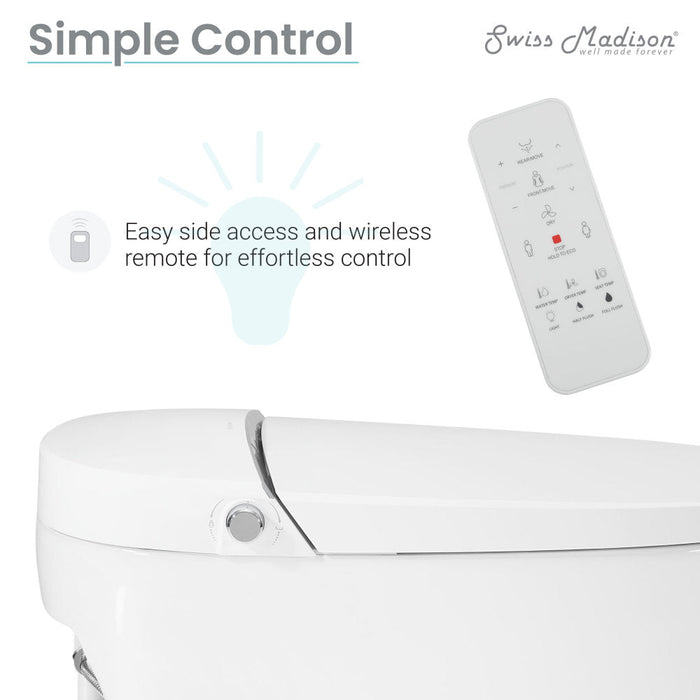 Swiss Madison Avancer Smart Tankless Elongated Toilet and Bidet, Touchless Vortex Dual-Flush 1.1/1.6 gpf - SM-ST060