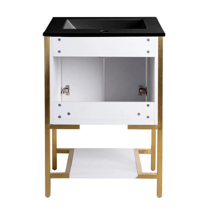 Swiss Madison Marseille 24 in. White Bathroom Vanity With Black Ceramic Sink Top - SM-BV217WBGMB