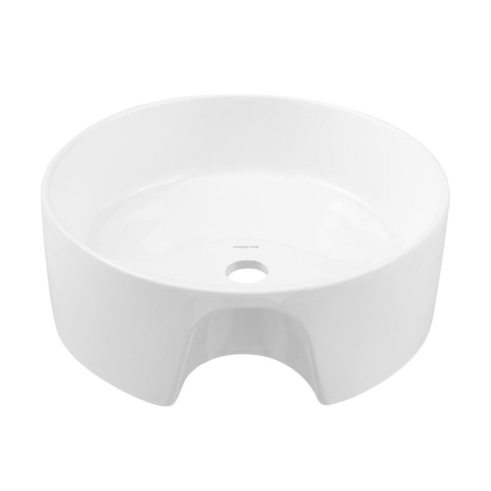 Swiss Madison Monaco 15.75" Round Console Sink with Faucet Mount, White Basin Matte Black Legs