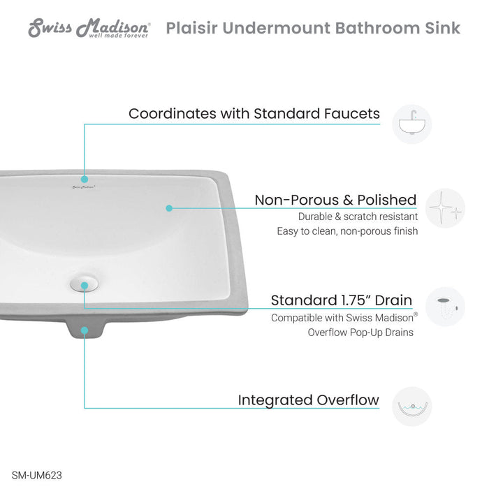 Swiss Madison Plaisir 21 Rectangular Under-Mount Bathroom Sink