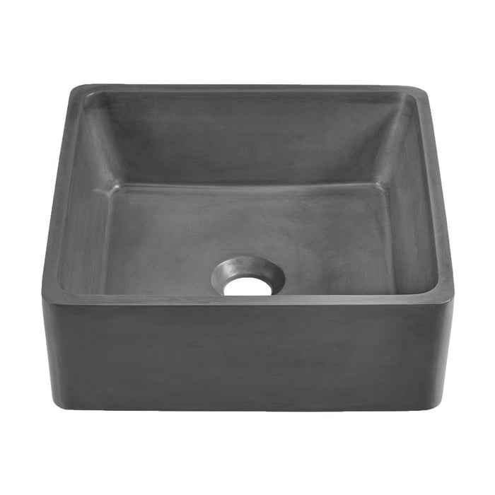 Swiss Madison Lisse 15" Square Concrete Vessel Bathroom Sink in Dark Grey