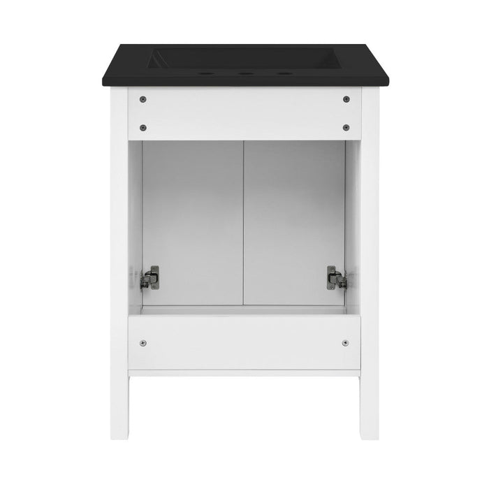 Swiss Madison Bastille 24 in. White Bathroom Vanity With Black, 3-Hole Ceramic Sink Top - SM-BV290-3MB