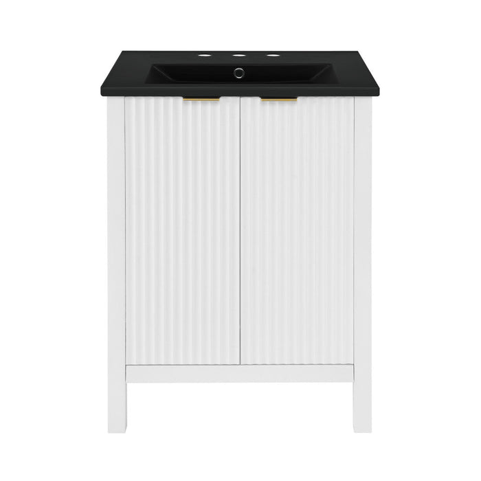 Swiss Madison Bastille 24 in. White Bathroom Vanity With Black, 3-Hole Ceramic Sink Top - SM-BV290-3MB