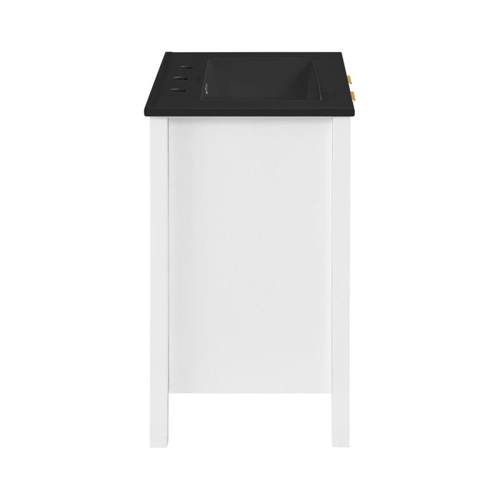 Swiss Madison Bastille 24 in. White Bathroom Vanity With Black, 3-Hole Ceramic Sink Top - SM-BV290-3MB